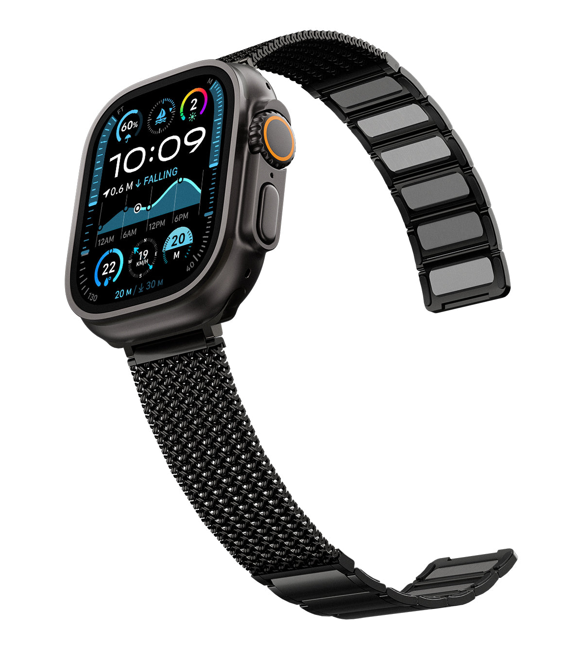 KUXIU Black Stainless Steel Magnetic Apple Watch Band