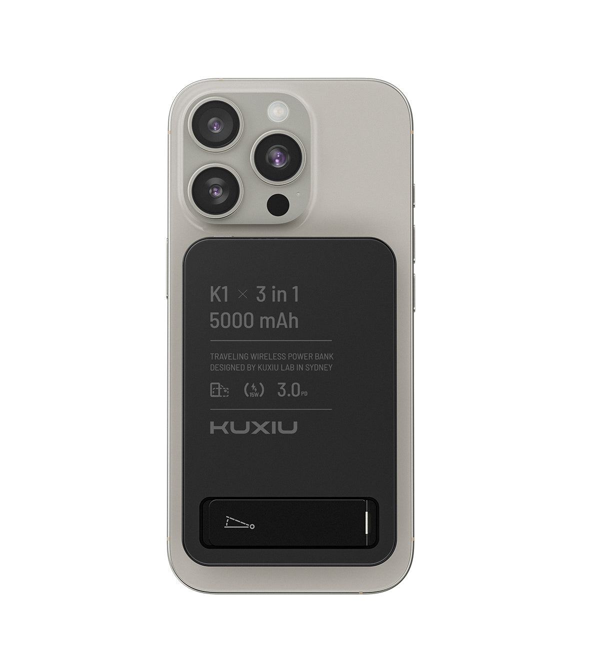 KUXIU K1 15W Fast Charging 3-in-1 MagSafe Power Bank - Black