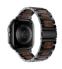 KUXIU Red Sandalwood & Stainless Steel Apple Watch Band