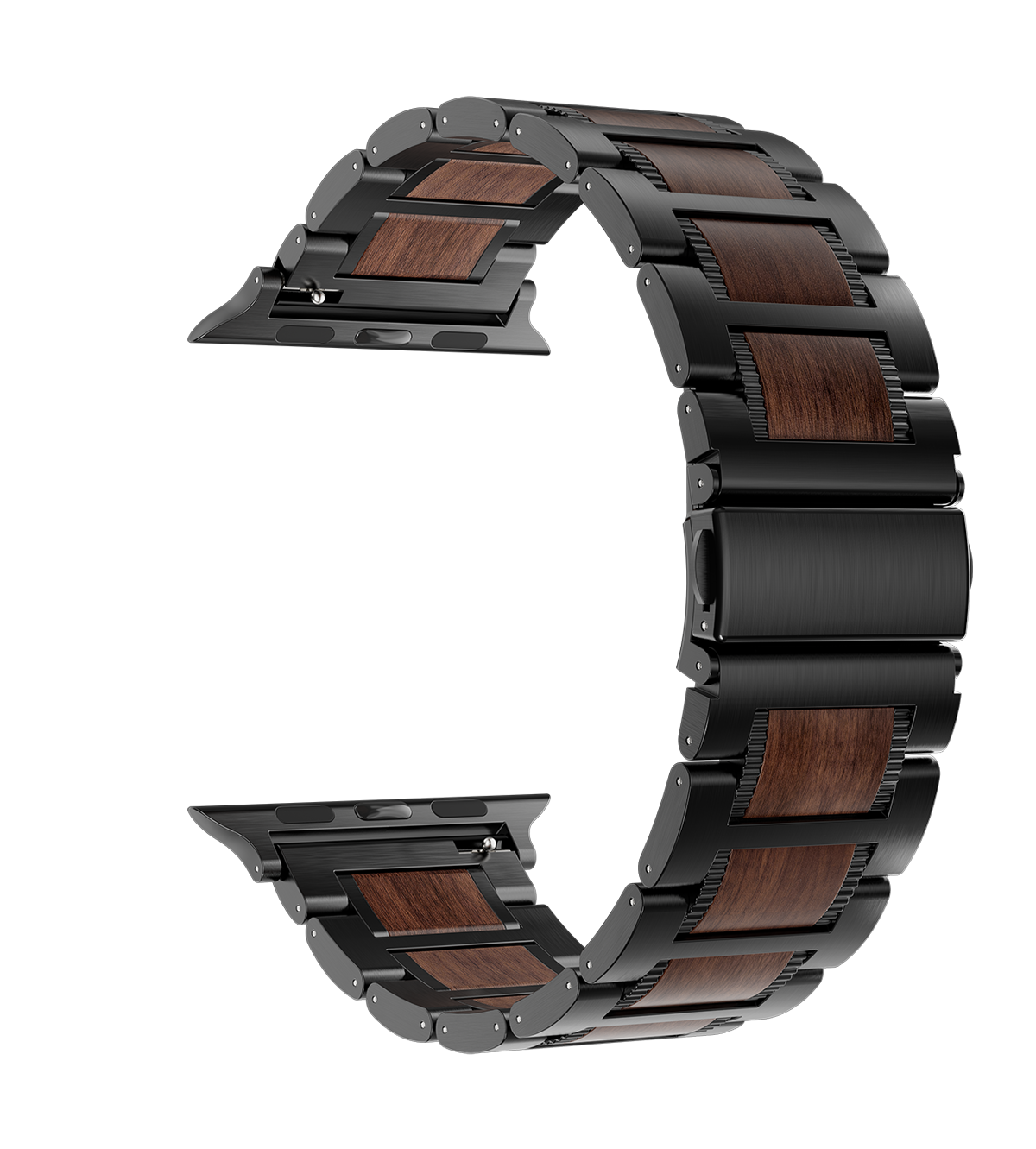 KUXIU Red Sandalwood & Stainless Steel Apple Watch Band