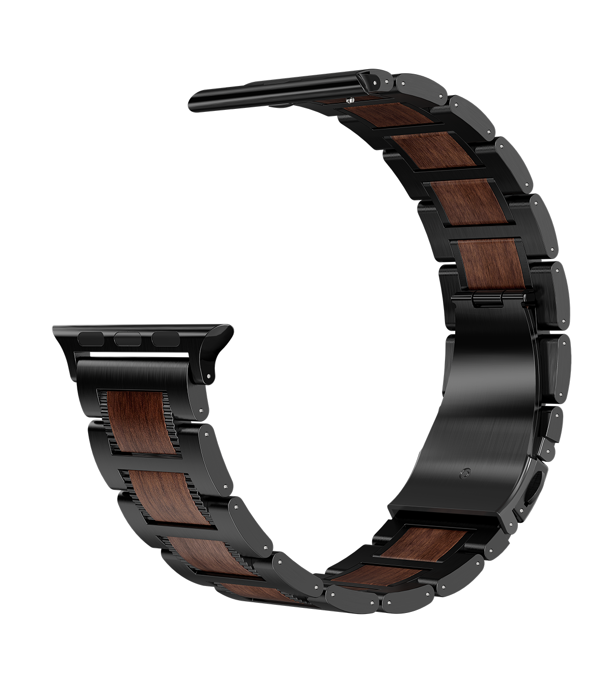 KUXIU Red Sandalwood & Stainless Steel Apple Watch Band