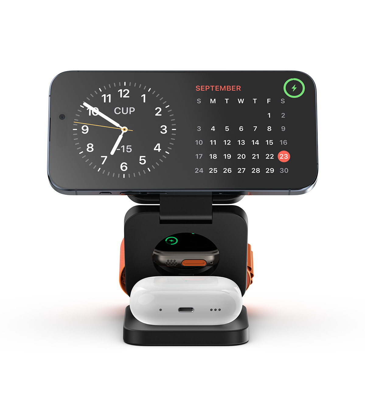 KUXIU X55 3-In-1 Foldable Magnetic Wireless Charging Station - Black