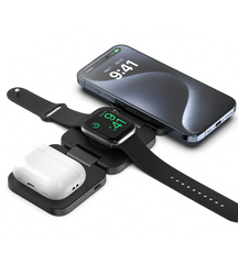 KUXIU X55 3-In-1 Foldable Magnetic Wireless Charging Station - Black