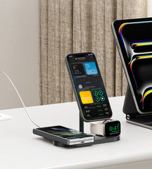 حامل شحن سريع ثنائي النواة 3 في 1 من KUXIU X23 Pro MagSafe - ألياف الكربون 