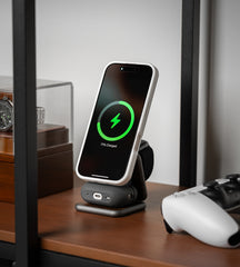 KUXIU X40Q Qi2 3-In-1 Foldable Magnetic Wireless Charging Station - Wood Grain