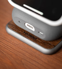 KUXIU X40Q Qi2 3-In-1 Foldable Magnetic Wireless Charging Station - Wood Grain