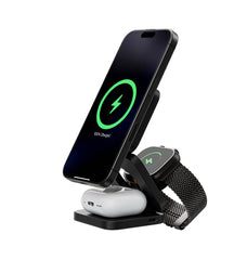 KUXIU X55 3-In-1 Foldable Magnetic Wireless Charging Station - Black