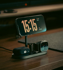 حامل شحن سريع ثنائي النواة 3 في 1 من KUXIU X23 Pro MagSafe - ألياف الكربون 